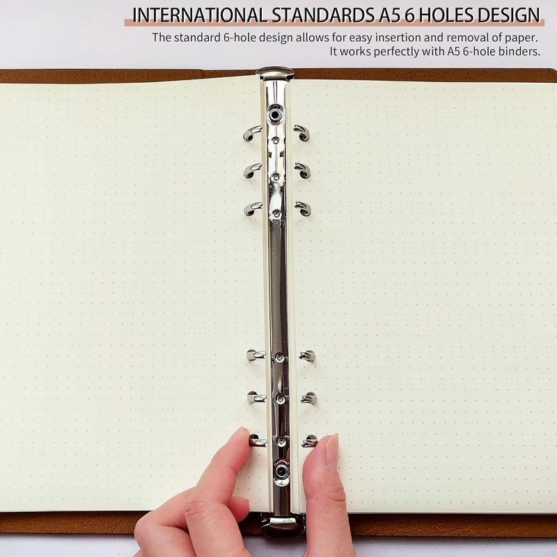 Mafegu A5 Dot Grid Paper, 100GSM A5 Dotted Refill Paper for 6 Ring Refillable Binder/Planner/Diary Journals/Painting -Dotted Pages,80 Sheets/160 Pages (Beige-Dot Grid-A5) - Image 5